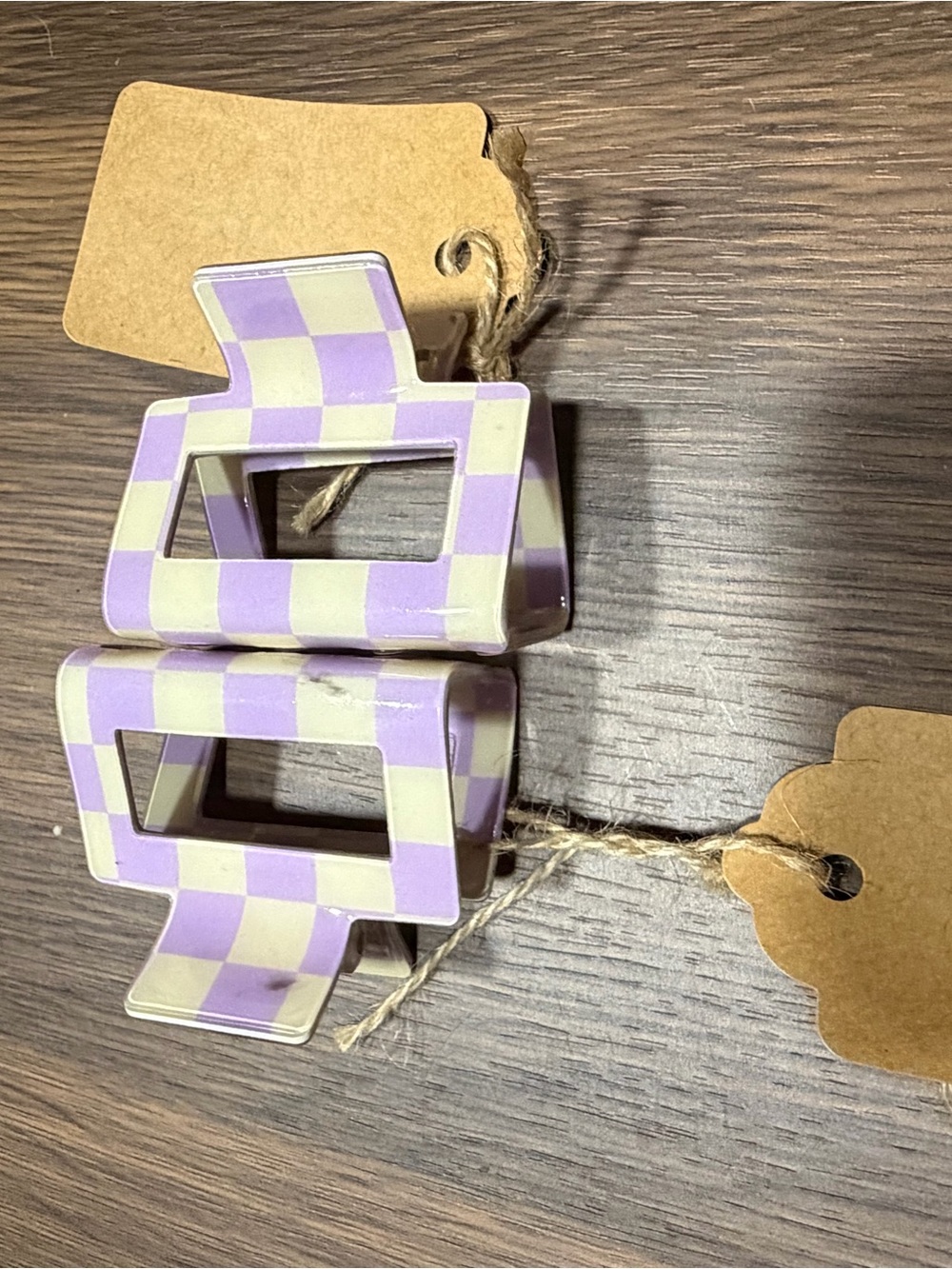 Lavender Checkered Claw Clip
